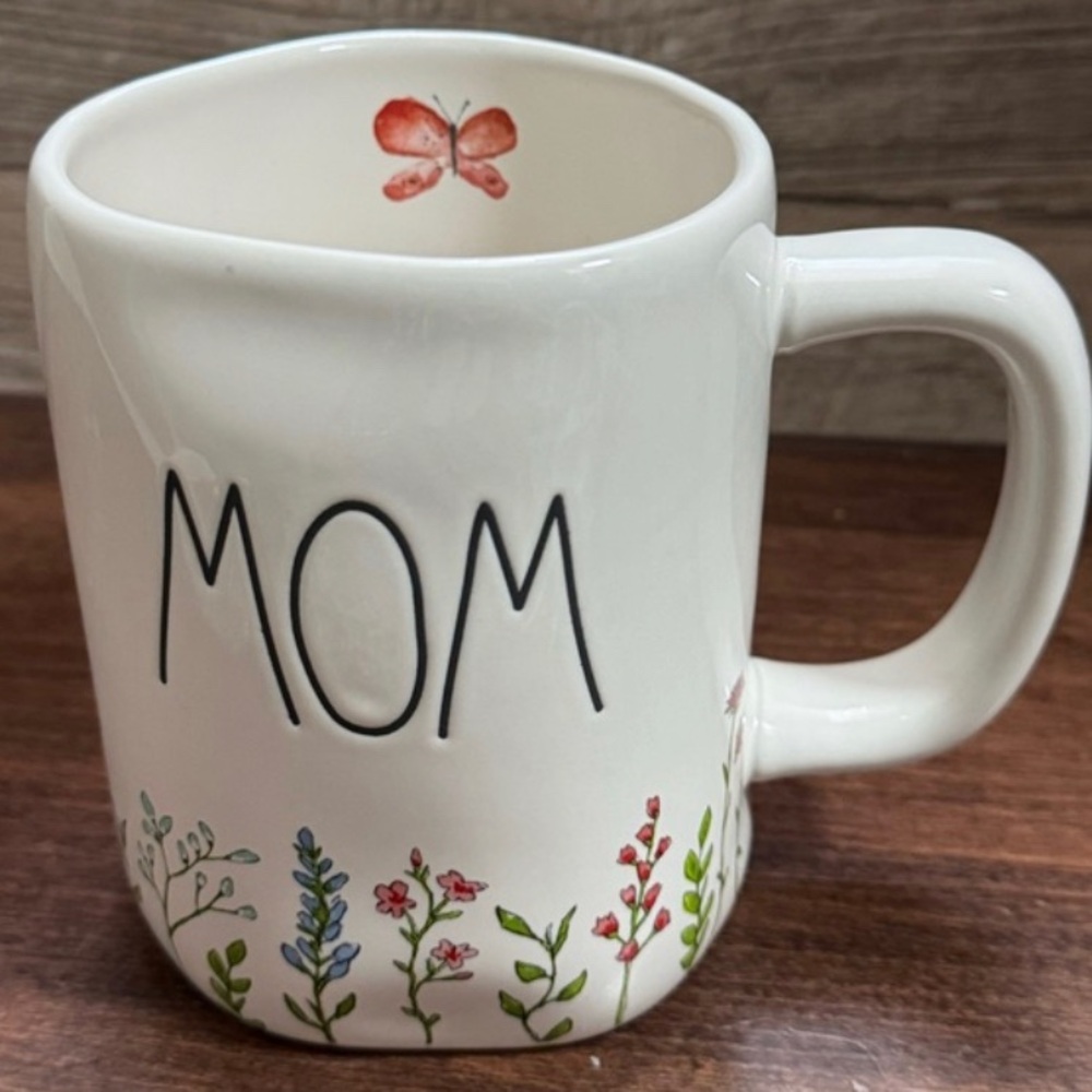 1 of 3  Rae Dunn White MOM mug 🪴 motif 💐  🌺 - Picture 3 of 9